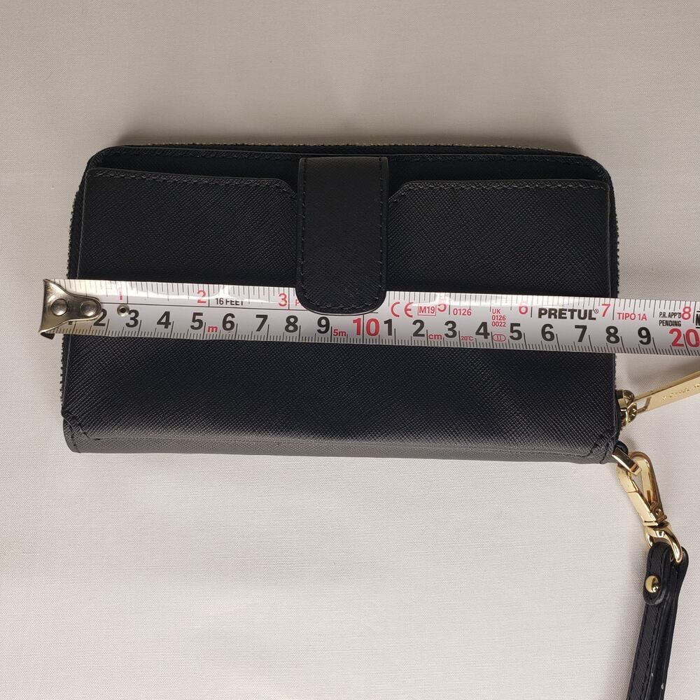 Michael Kors MK Jet Set Snap Wallet Cell Phone Case BLACK Wristlet Gold Hardware - Picture 11 of 11